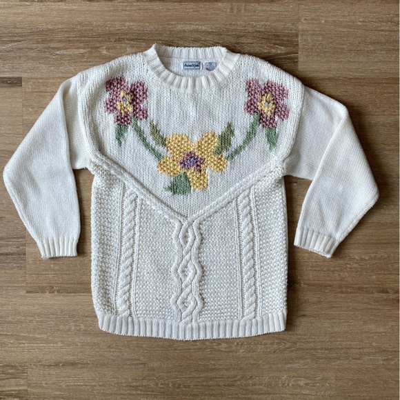 Vintage Floral Andrew St John Knit Sweater - Picture 1 of 4